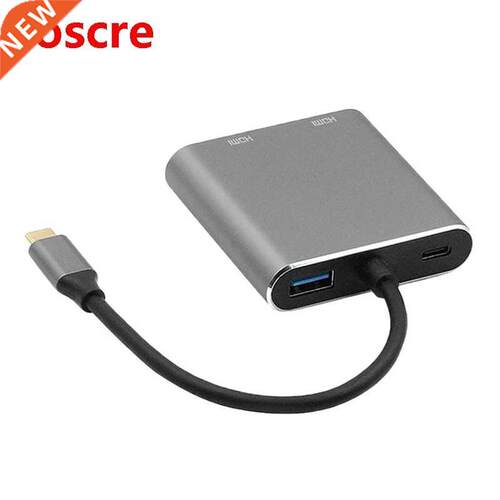 4K HD Four in One Converter Dual Screen USB HUB Type C to D
