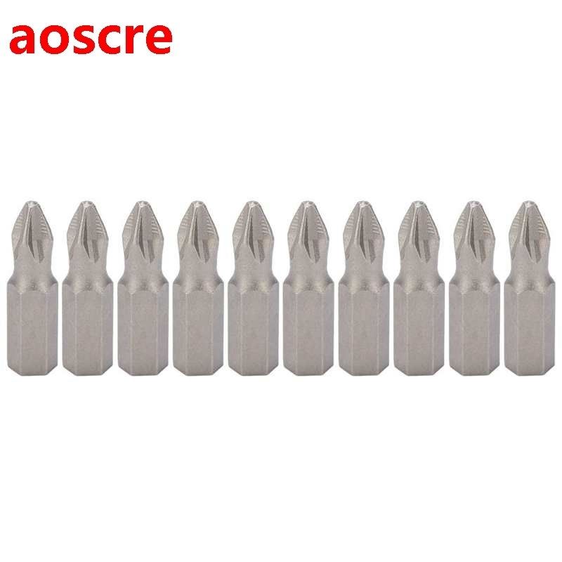 10Pcs 25mm Cross Screwdriver Bits S2 Alloy Steel Non-Slip Ma