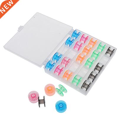 1set/lot Plastic 25 Bobbins Sewing Machine Spools With Threa