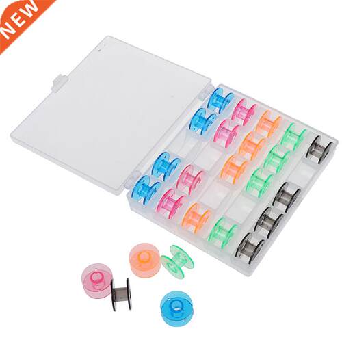 1set/lot Plastic 25 Bobbins Sewing Machine Spools With Threa