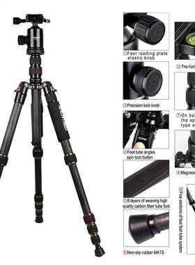 Z699C Carbon Fiber Travel Monopod & Ball Head Compact fo