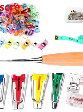 117PCS Bias Tape Tool Kit With Instruction,60 Pcs Sewing Cli