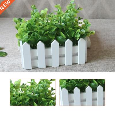 Wood Fence Artificial Plastic Eucalyptus Green Plant Home Ca