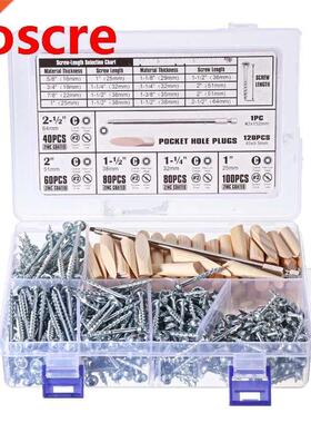 482Pcs 25-64mm Self Tapping Pocket Hole Screw Project Kit SQ