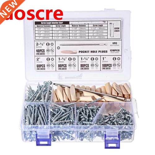 482Pcs 25-64mm Self Tapping Pocket Hole Screw Project Kit SQ
