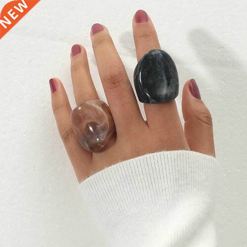 Fashion Irregular Marble Pattern Texture Rings 2021 New Big