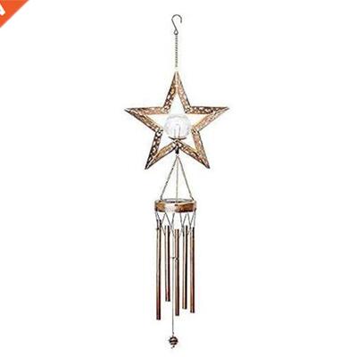 Solar Wind Chimes For Outside,Star Crackle Glass Ball Wind C