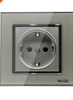 One Socket Glass Grey Design E Wall Socket 5V 2A Grey Temper