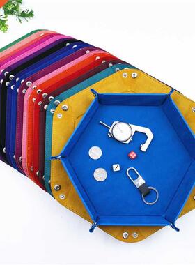 1pc Folding Hexagon Velvet Cloth Dice Tray Purple Dice Box T
