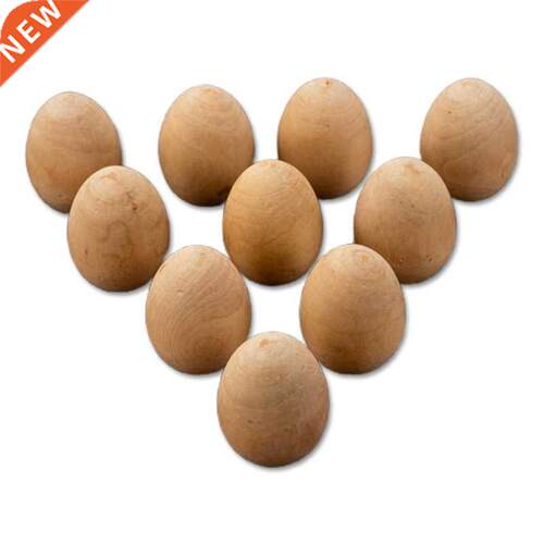 10Pcs Wooden Eggs 适用于 Crafts and Easter Decorations - Gre