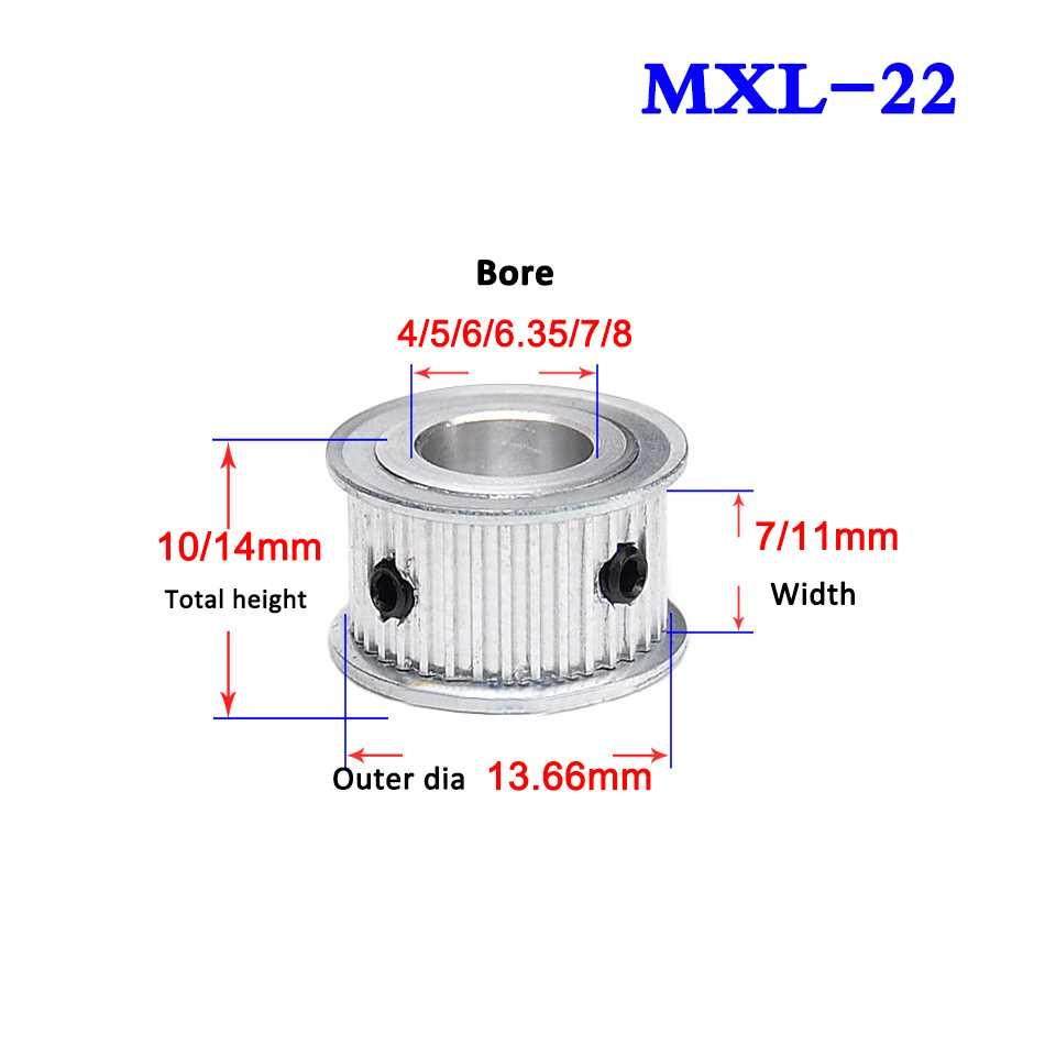 1Pcs MXL 22 Tooth To 0 Tooth Synchronous Wheel Timing Pulle