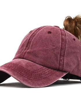 Summer Women Baseball Cap Hat Female Cotton Ponytail Cap Lon