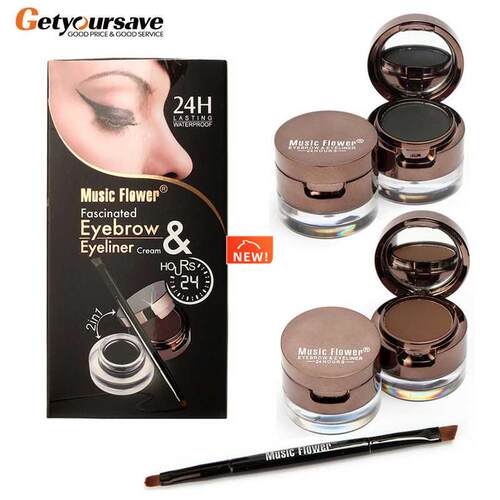 Pro 4 in 1 Eye Makeup Set Gel Eyeliner Brown + Black Eyebrow