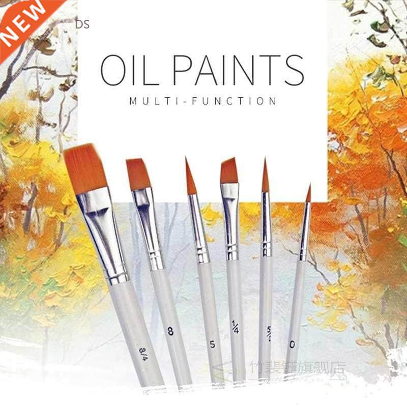 6pcs /set Painting Brush Oil Paint Nylon Hair Water Color Pa