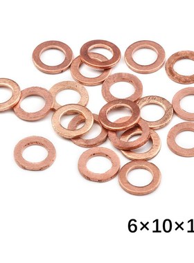 M6*10*1 Copper Washer Gasket Set 20Pcs Flat Ring Seal Assort