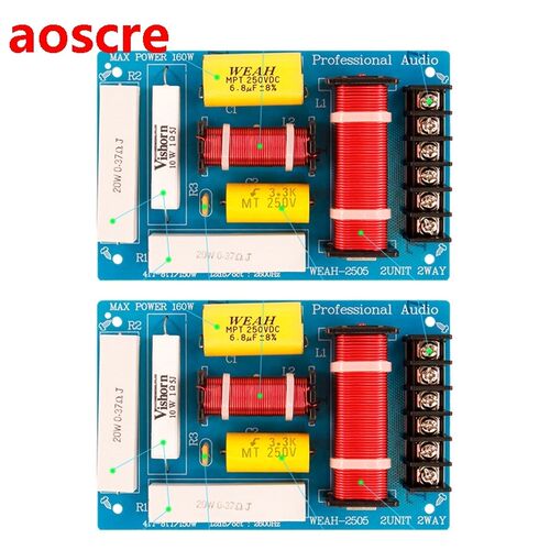 2PCS 2 Way 200W DIY Speaker Filter Circuit Treble Bass Frequ