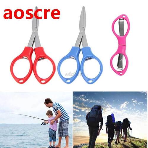 Stainless Steel Folding Scissors Fishing Scissor Keychain Ca