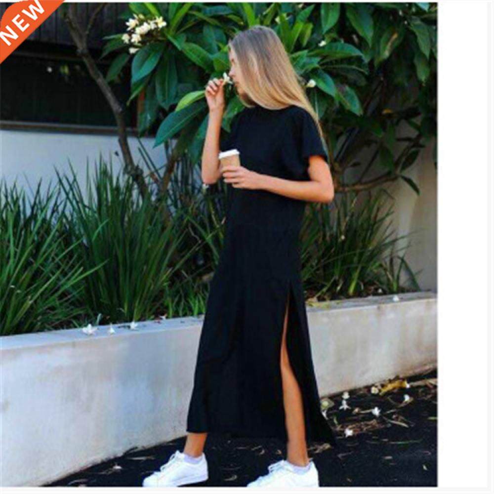 Plus Size Women T-Shirt Maxi Dress Casual Women Summer Beach图片