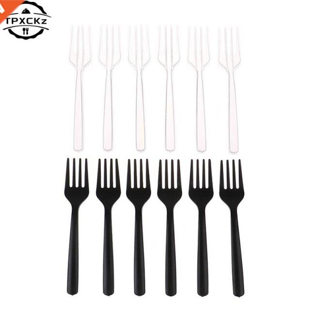100pcs Long Handle Fork Reusable Plastc Dsposable Forks Pa