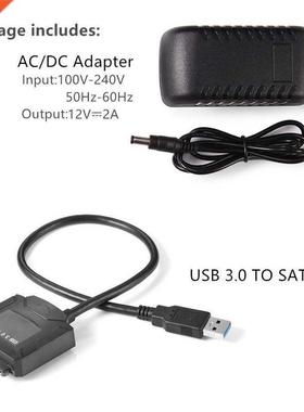 USB 3.0 To SATA 3 Cable with Power Adapter For 3.5 inch HDD