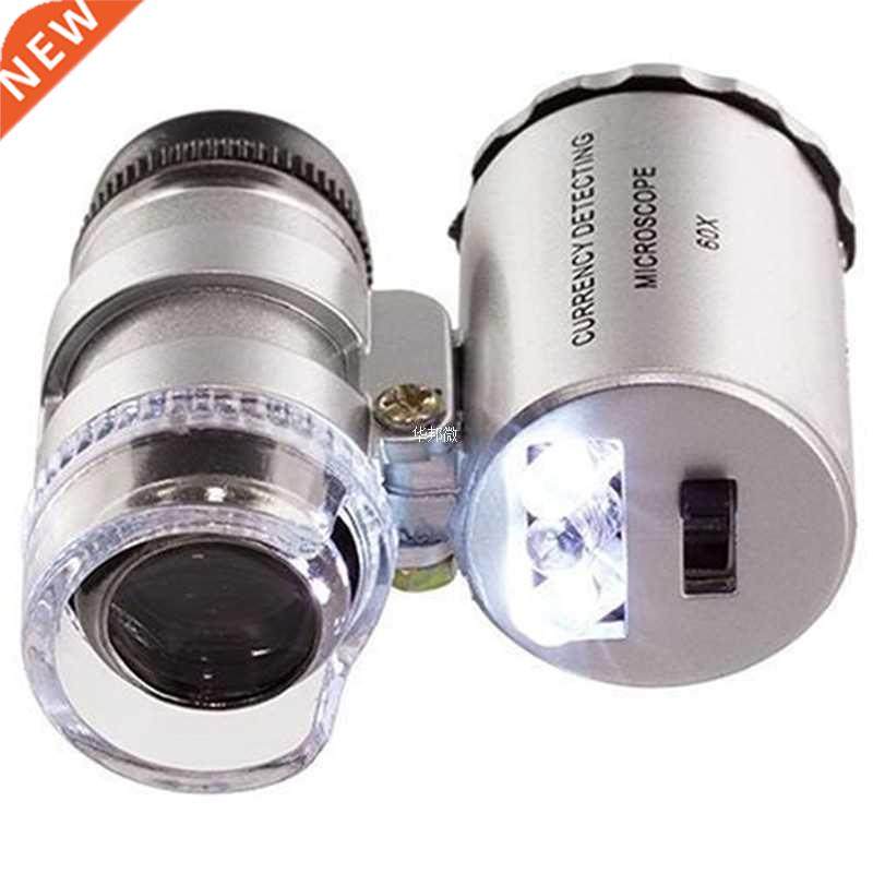 60x Mini Pocket LED UV Jewellers Loupe Microscope Glass Jewe