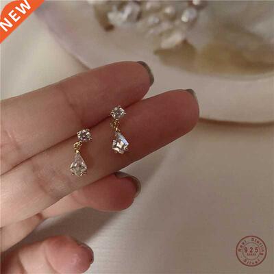 S925 erling Silver Japanese Water Drop Cryal Earrings W