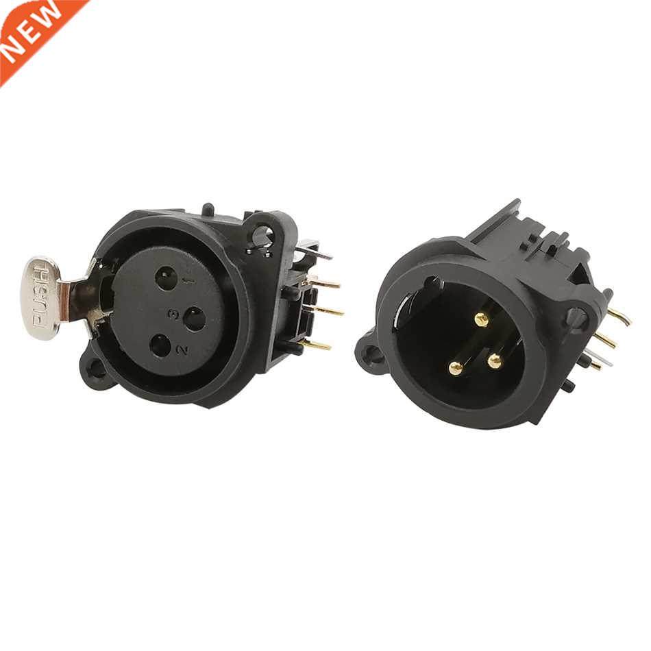 2Pcs 3 Pin XLR Connector Right Angle 3 Poles XLR Male Plug a