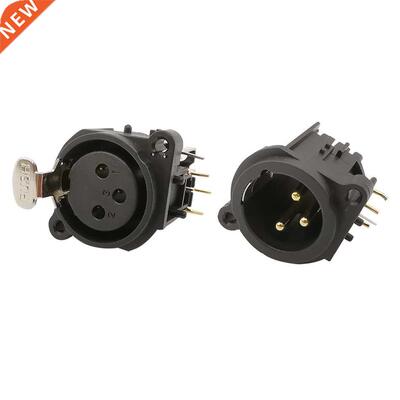 2Pcs 3 Pin XLR Connector Right Angle 3 Poles XLR Male Plug a