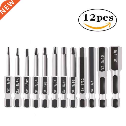 12Pcs Inner Hex Electric Wrench 1/4 Inch S2 Alloy Steel Impe