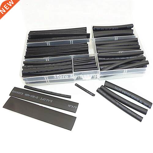 142pcs Black Shrink Tube Assortment Wrap Insulation Cable Tu