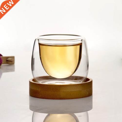 6 Pcs Bodum Double Wall s Design Shot Teacups With Bamboo Sa