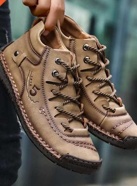 Fashion Men Leather Boots Men's Warm Fur Snow Boots Wint