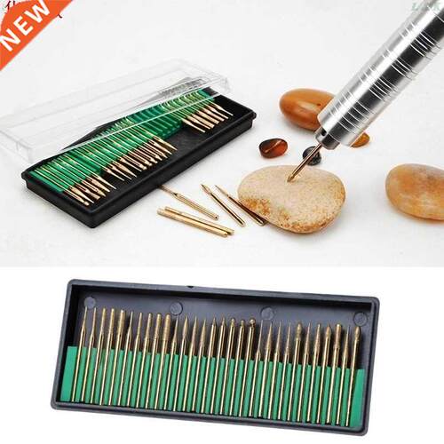 30Pcs 3mm Titanium Coated Diamond Burs Bit Set Dremel Assort