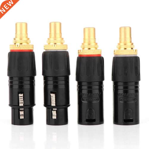 2PC NEUTRIK XLR male to RCA Female Socket Adapter plated gol