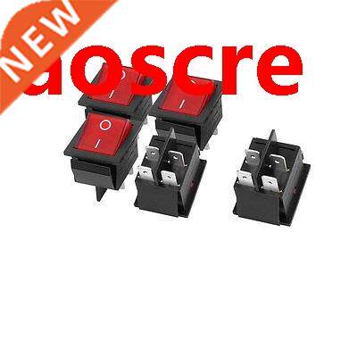 AC 125V/250V 16A 4 Terminal Red Light ON-OFF I/O SPST Boat R