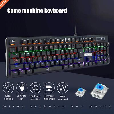 Gaming Keyboard Computer Keyboard Gamer 104 Key USB Wired LE