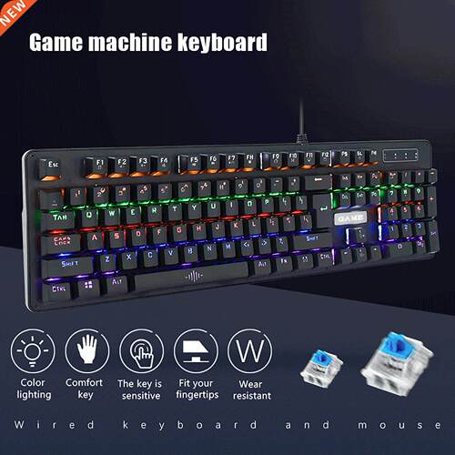 Gaming Keyboard Computer Keyboard Gamer 104 Key USB Wired LE