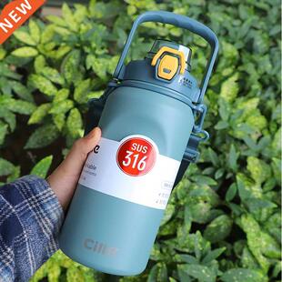 1L Large Capacity Water Bottle Straw Cup High Temperature St