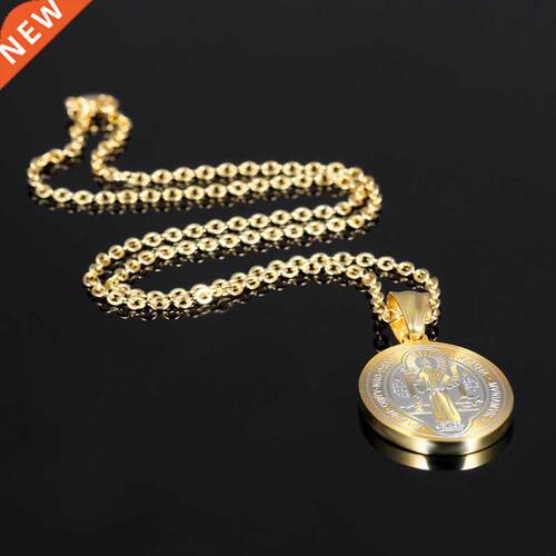 Catholic Patron Saint St Benedict of Nursia Holy Medal Roun