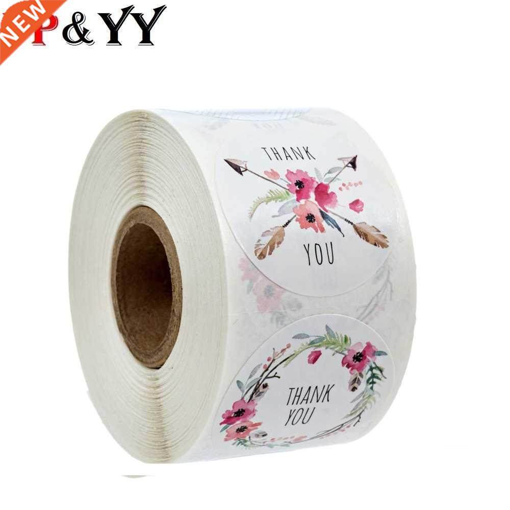 100 500 pcs 6 designs floral thank you sticker seal label C
