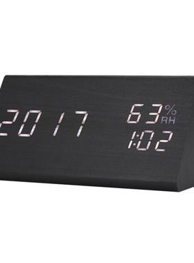 Wooden Alarm Clock LED Time/ Temperature/ Humidity Display V