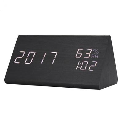 Wooden Alarm Clock LED Time/ Temperature/ Humidity Display V