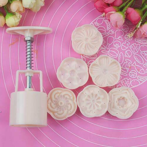 6pcs/set Flower Shaped Mooncake Mold 50g  Hand Pressure F