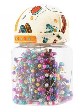 500Pcs Beads Needles Quilting Pins in Orange Fabric Covered