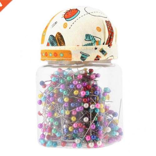 500Pcs Beads Needles Quilting Pins in Orange Fabric Covered