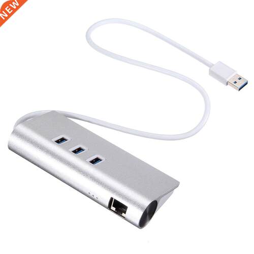 Alu 3 Ports USB 3.0 Hub LAN RJ45 Adapter Gigabit Ethernet