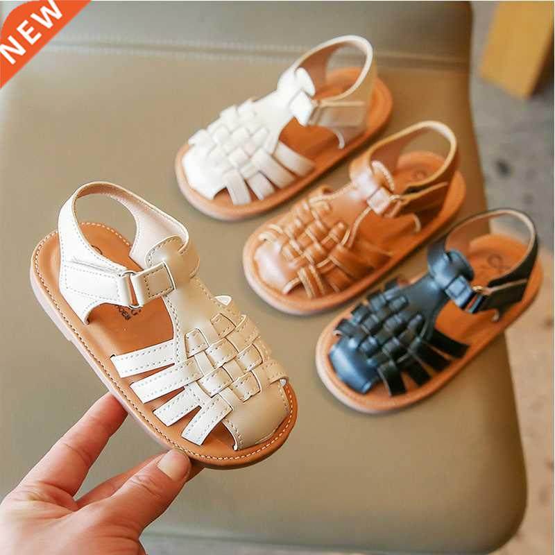 2022 New Vintange Weave Solid Girl's Sandals Closed Toe