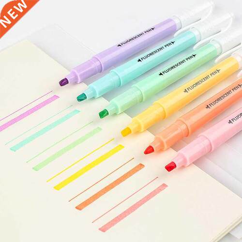 6pcs/set Highlighter Pen Marker Brush Pens Fluorescent Pen D