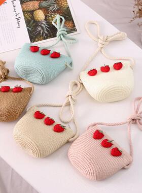 Cute Strawberry Children Straw Coin Purse Girls Good Birthda