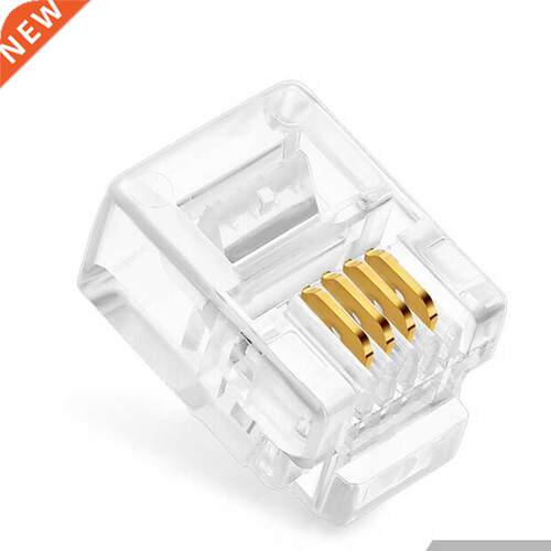 100Pcs Clear RJ11 6P4C Modular Jack Network Male Plugs 4 Pi